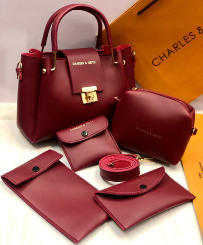 Charles And Kieth 5 Pcs Set Ladies Hand Bag
